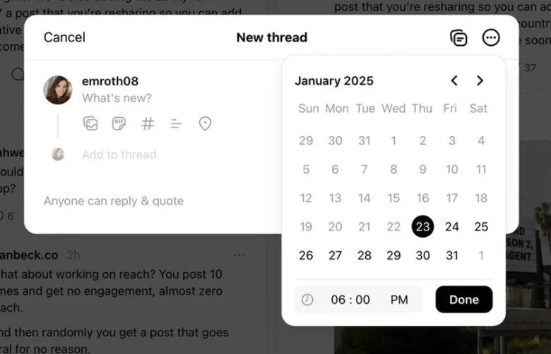Threads от Meta: новые возможности планирования постов и контента