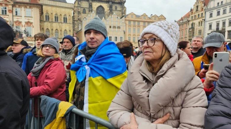 У Празі та Брюсселі пройшли мітинги на підтримку України з нагоди річниці війни