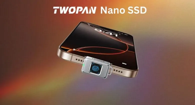 Twopan Nano: компактний USB-накопичувач з біометричним захистом і місткістю 512 ГБ