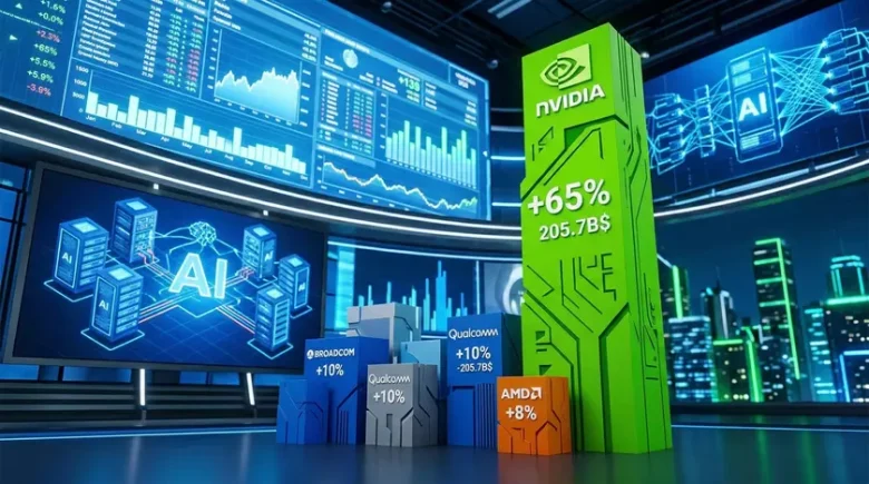 Nvidia займає 57% ринку чипів у 2025 році: аналітика доходів лідерів галузі