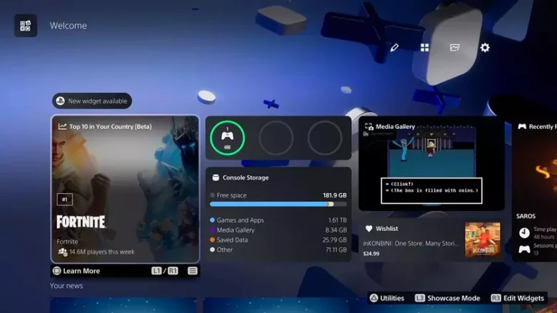 Sony тестує новий віджет для PlayStation 5: топ і трендові ігри на головному екрані